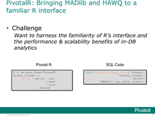 Sql Madlib MADlib Architecture and Functional Demo on How to Use MADlib/PivotalR | PPT