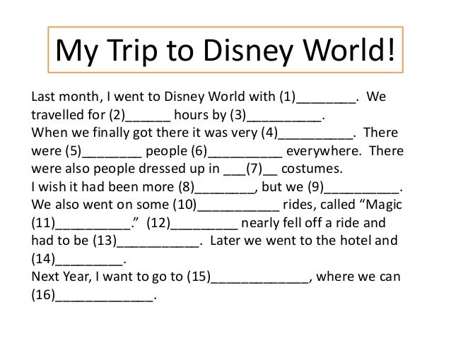 Disney Mad Libs Printable