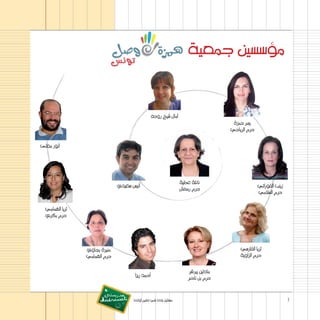 ‫م�ؤ�س�سني جمعية‬

‫�أمال �شيخ روحه‬

‫ي�رس حمزة‬
‫حرم الرياحي‬

‫�أنور معلى‬

‫زينب الفوراتي‬
‫حرم ال�سالمي‬

‫نائلة عطية‬
‫حرم رم�ضان‬

‫�أني�س �سعيدي‬

‫ثريا الهمامي‬
‫حرم بكري‬

‫ثريا الفار�سي‬
‫حرم الزاوية‬

‫منرية بجاوي‬
‫حرم الهمامي‬
‫مادلني يربقر‬
‫حرم بن نا�رص‬

‫3‬

‫83:91 31/60/11‬

‫�أحمد ريزا‬

‫	م�ستقبل بالدنا يف تعليم �أوالدنا‬

‫3 ‪MADRASSATI BROCH.AR.indd‬‬

 