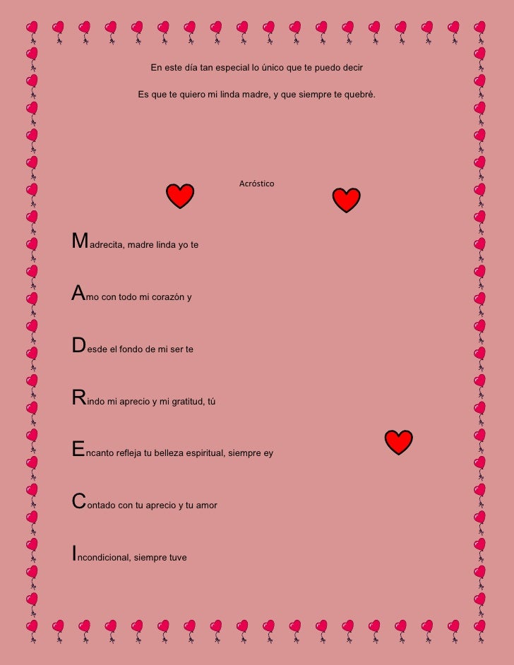 Acrostico De Madre Your diagrams today