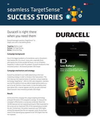 seamless TargetSense™
SUCCESS STORIES
Duracell is right there
when you need them
Duracell leveraged seamless TargetSense™ ...