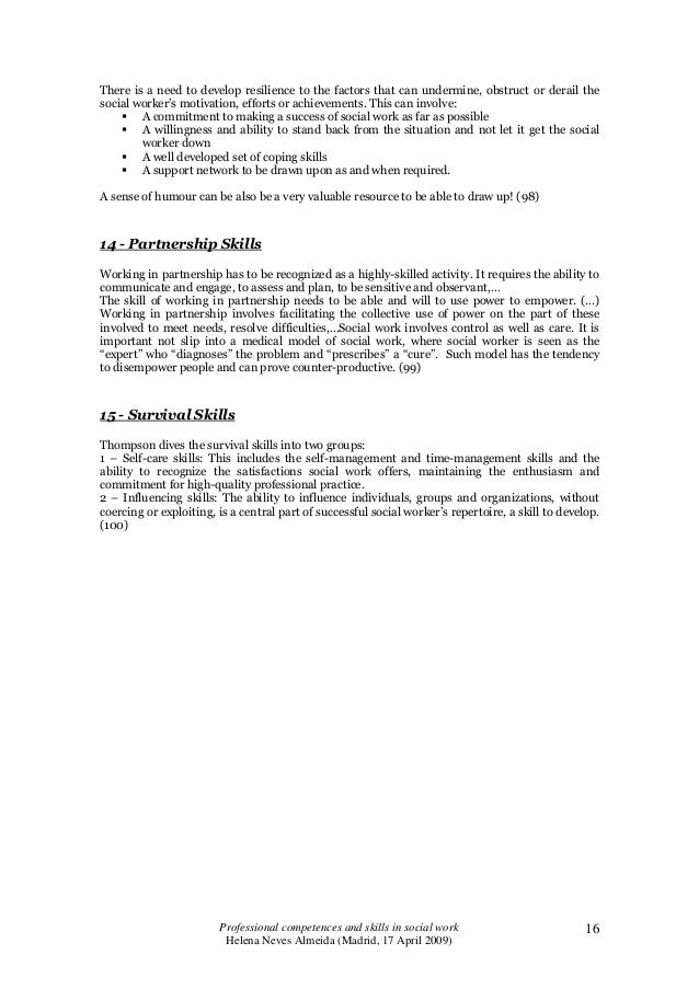 madrid competences and skills in social work social work recommendation letter