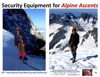 Security Equipment forSecurity Equipment for Alpine AscentsAlpine Ascents
79
“Advanced Enterprise Cybersecurity“Advanced Enterprise Cybersecurity ––
Artificial Intelligence & Machine Learning”Artificial Intelligence & Machine Learning”
- Madrid, Spain: 26th – 27th Oct 2915 -
© Dr David E. Probert : www.VAZA.com ©
32nd International East/West Security Conference
 