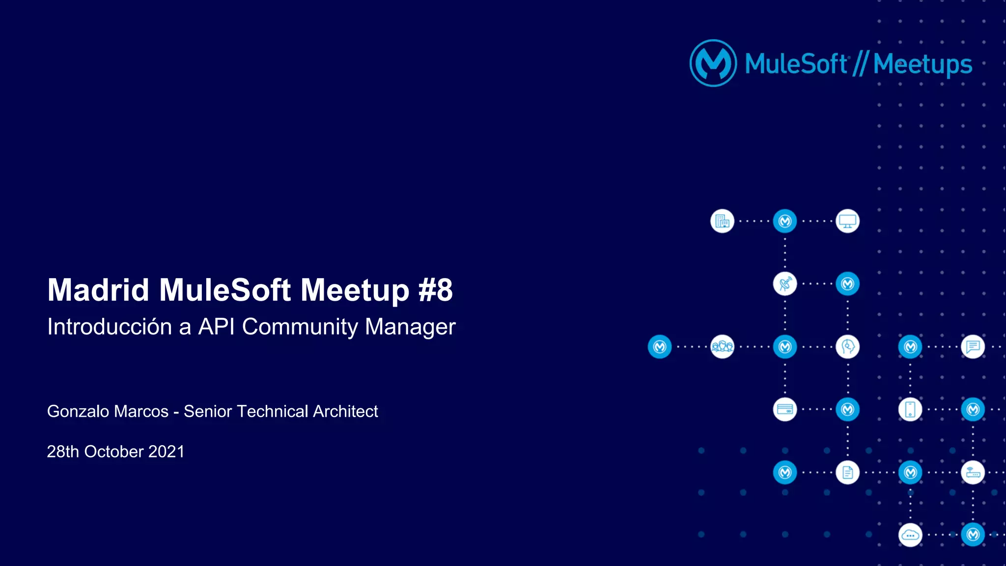 Gonzalo Marcos - Senior Technical Architect
28th October 2021
Madrid MuleSoft Meetup #8
Introducción a API Community Manager
 