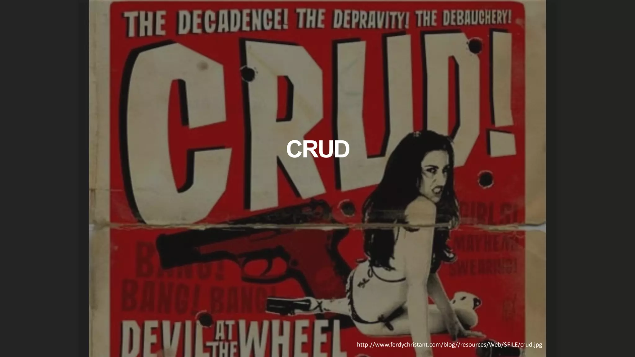 CRUD
http://www.ferdychristant.com/blog//resources/Web/$FILE/crud.jpg
 