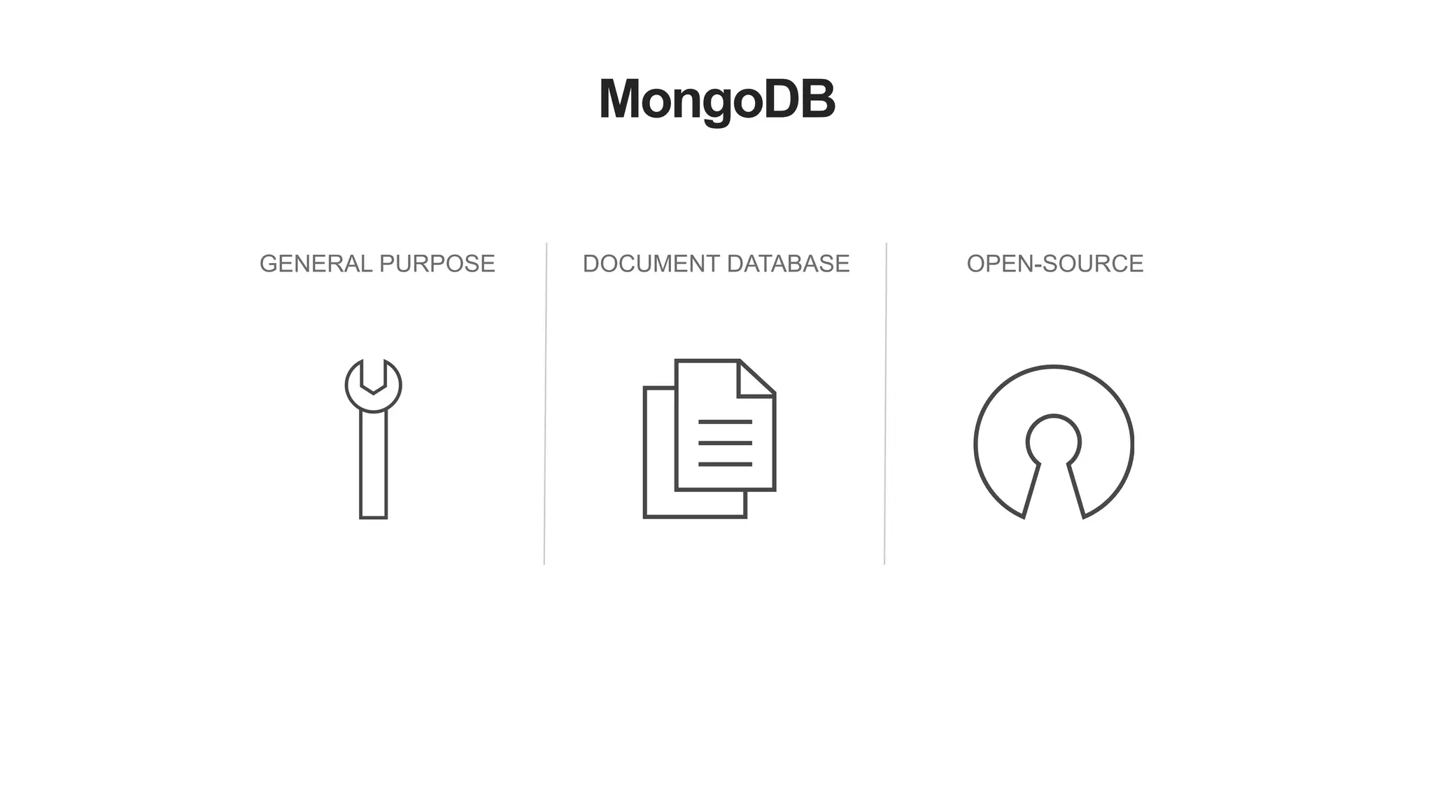 MongoDB
GENERAL PURPOSE DOCUMENT DATABASE OPEN-SOURCE
 