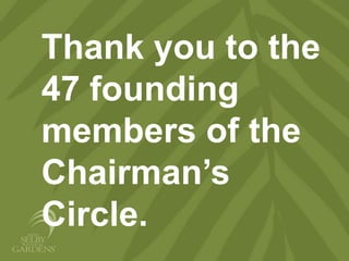 Thank you to the
47 founding
members of the
Chairman’s
Circle.
 