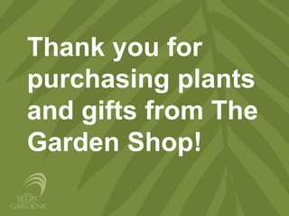 Thank you for
purchasing plants
and gifts from The
Garden Shop!
 