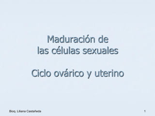 Bioq. Liliana Castañeda 1
Maduración de
las células sexuales
Ciclo ovárico y uterino
 