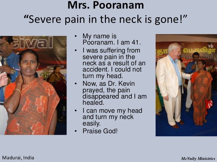 Mrs. Pooranam “Severe pain in the neck is gone!” • My name is Pooranam. I am...