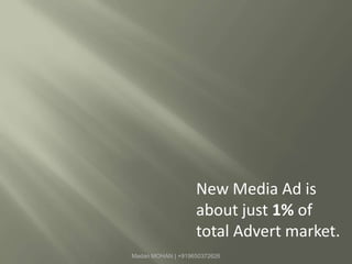 New Media Ad is about just 1% of total Advert market.Madan MOHAN | +919650372626
