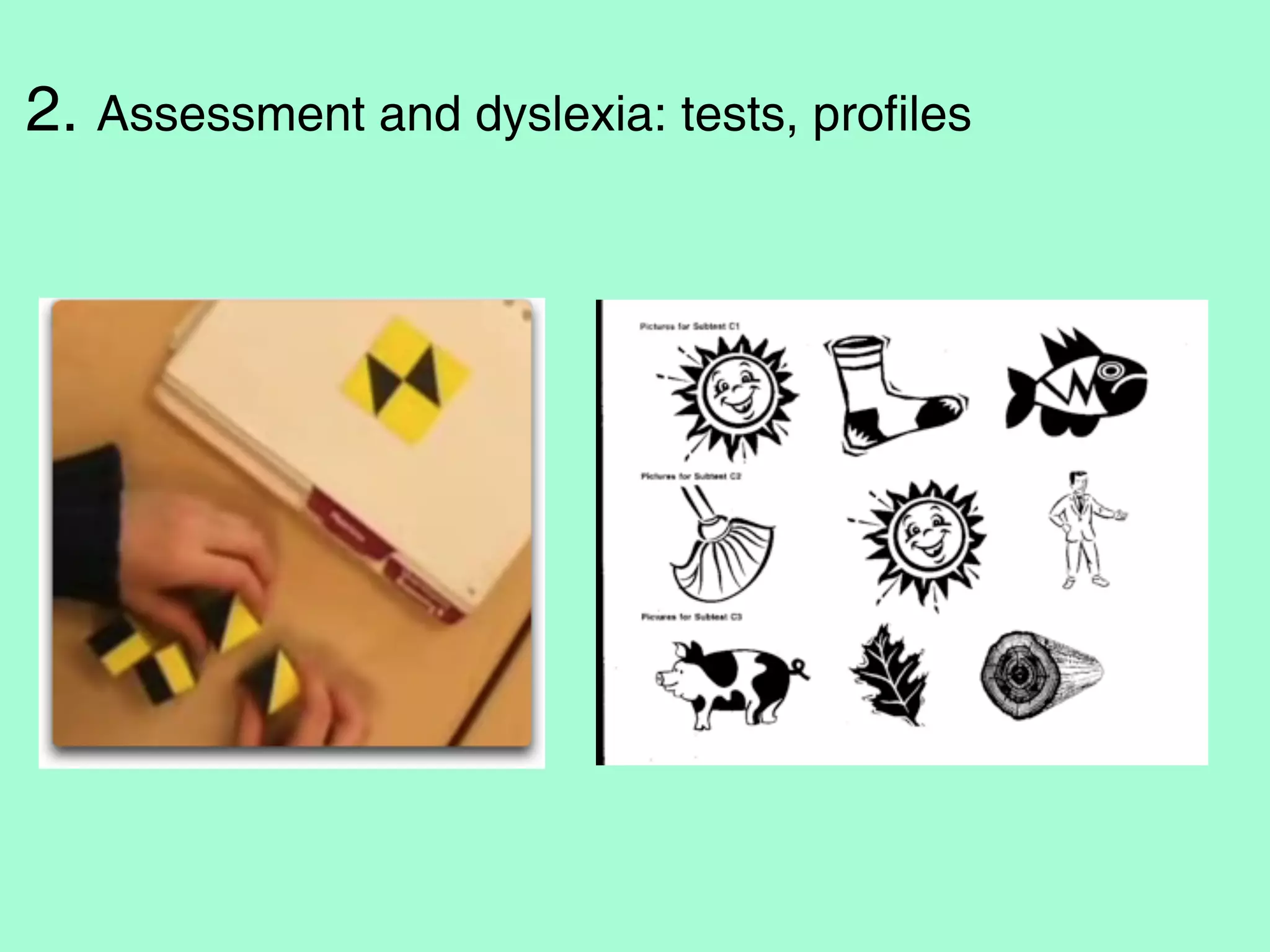 2. Assessment and dyslexia: tests, profiles
 