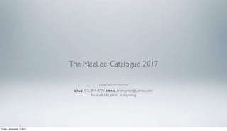 The MaeLee Catalogue 2017
Copyright 2006, 2013Trisha M Lee
CALL: 876.894.4738 EMAIL: trishamlee@yahoo.com
for available prints and pricing
Friday, December 1, 2017
 