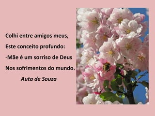 Colhi entre amigos meus, Este conceito profundo: Mãe é um sorriso de Deus Nos sofrimentos do mundo. Auta de Souza 
