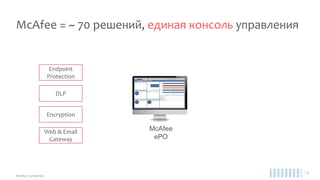 Сценарии управления защитой
ePO Cloud StandaloneePO On-premise Security Center
 