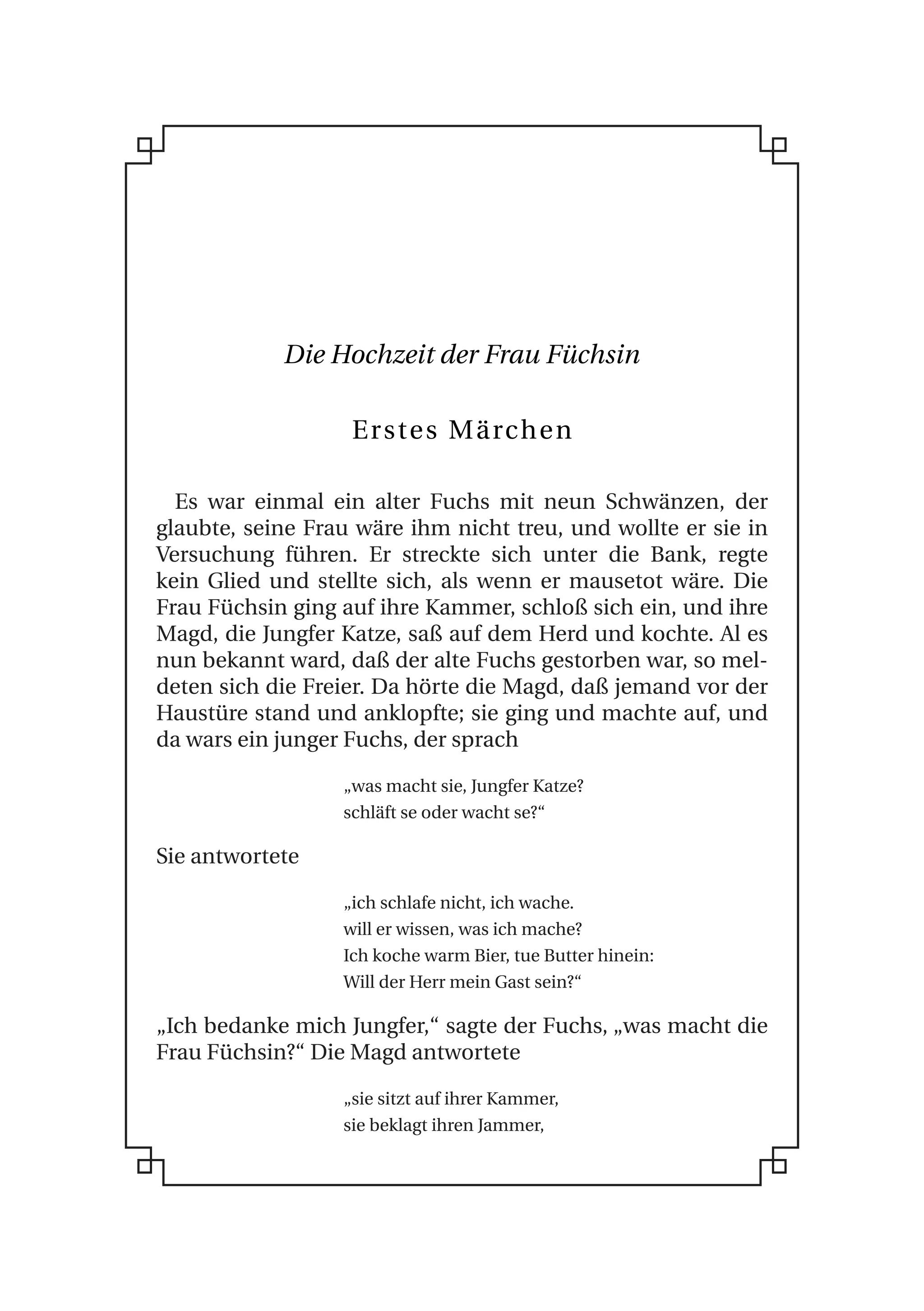 Die Hochzeit der Frau Füchsin