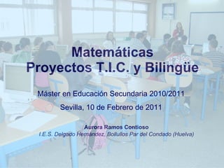 Matemáticas Proyectos T.I.C. y Bilingüe Aurora Ramos Contioso I.E.S. Delgado Hernández, Bollullos Par del Condado (Huelva) Máster en Educación Secundaria 2010/2011 Sevilla, 10 de Febrero de 2011 