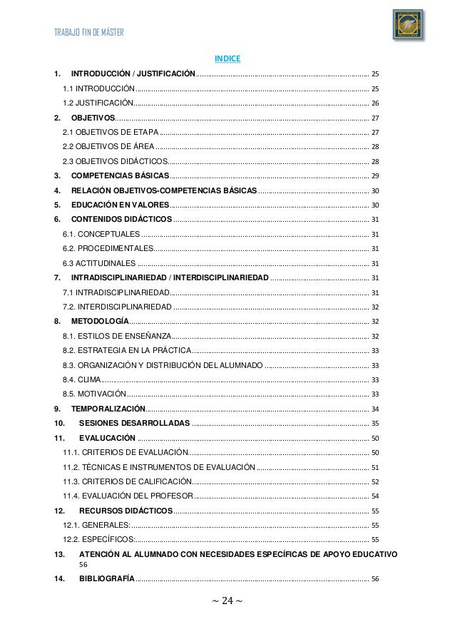 Como Hacer Un Indice De Tfg Maes tfm ef díaz valle david