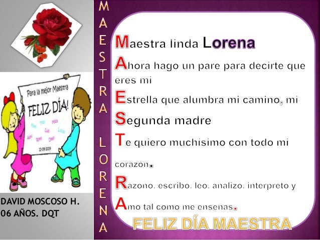 Acrostico Con La Palabra Maestra / Smileater 2nd: FELIZ DIA DEL MAESTRO