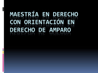 MAESTRÍA EN DERECHO
CON ORIENTACIÓN EN
DERECHO DE AMPARO
 