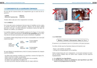 20      MANUAL DE CONSTRUCCIÓN PARA MAESTROS DE OBRA                                                                         MANUAL DE CONSTRUCCIÓN PARA MAESTROS DE OBRA   21




     1.4 COMPONENTES DE LA ALBAÑILERÍA CONFINADA
     En este tipo de construcciones, los componentes que se usan son los si-
     guientes:

     - Ladrillo                       - Mortero
     - Fierro de Construcción         - Concreto

     Veamos ahora cada uno estos componentes en detalle.
                                                                                                   Figura 17                               Figura 18
     1.4.1 LADRILLO

     En el mercado existe actualmente diversos tipos de ladrillos con los cuales
     se pueden construir los muros portantes. Algunos son de buena calidad
     pero hay otros que no deben utilizarse. En general, existen dos tipos de                     Figura 19
     ladrillos: los sólidos y los tubulares.

     Los ladrillos tubulares son los ladrillos pandereta (Ver figura 17), los cuales
     como ya se explicó anteriormente, no son los más apropiados para la cons-
     trucción de los muros portantes por su poca resistencia y fragilidad.
                                                                                       1.4.2 MORTERO
     Los ladrillos sólidos (King Kong) son los más recomendables. En el mercado
     existen dos tipos:
                                                       Es poco resistente                        Mortero = Cemento + Arena gruesa + Agua (Ver Pág 6)
                                         Ladrillo
                                                       y poco durable
                                         Artesanal
              Ladrillo                                                                 El mortero es un elemento clave en la fortaleza del muro portante.
              Arcilla cocida
              (King Kong)                                                              No debes olvidar que las funciones básicas del mortero son:
                                         Ladrillo      Es más resistente
                                         Maquinado     y más durable                   - Pegar o unir ladrillo con ladrillo.
                                                                                       - Corregir las irregularidades de los ladrillos.
     He aquí algunas recomendaciones a tener en cuenta al momento de comprar
     nuestros ladrillos:                                                               Dada la importancia de este componente, es necesario preparar un mor-
                                                                                       tero de buena calidad. Para eso debes tener cuidado con dos aspectos
     - No deben tener materias extrañas en su superficie o interior (Ver figura 18).   fundamentales:
     - Deben estar bien cocidos, no quemados.
     - Deben emitir un sonido metálico al golpearlo con un martillo.                   a. La calidad de sus ingredientes.
     - No deben estar agrietados (Ver figura 19).                                      b. La dosificación, es decir, la cantidad de cada ingrediente que debe
     - No deben presentar manchas blanquecinas de origen salitroso.                       usarse en la preparación de la mezcla.
 