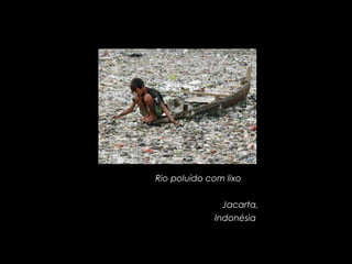 Rio poluído com lixo  Jacarta, Indonésia  