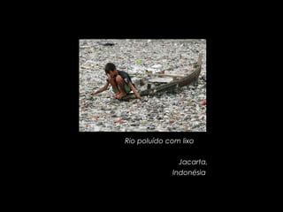 Rio poluído com lixo  Jacarta, Indonésia  