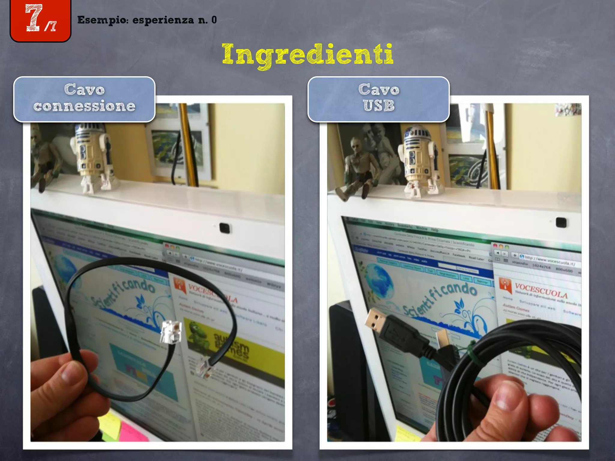 Esempio: esperienza n. 0
7/7
Esempio: esperienza n. 0
7/7
Cavo
connessione
Cavo
USB
Ingredienti
 