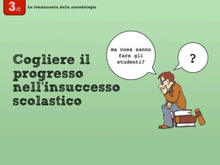 3/7
Le fondamenta della metodologia
Cogliere il
progresso
nell’insuccesso
scolastico
?
ma cosa sanno
fare gli
studenti?
 
