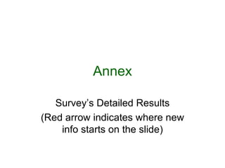 Annex Survey’s Detailed Results (Red arrow indicates where new info starts on the slide) 