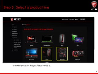 8
Step 5 : Select a product line
Select the product line that your product belongs to.
 