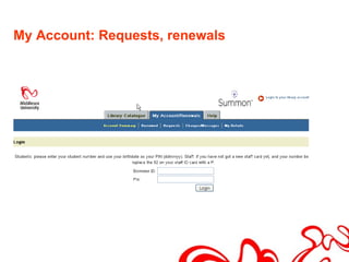 My Account: Requests, renewals
 