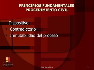PRINCIPIOS FUNDAMENTALES  PROCEDIMIENTO CIVIL Dispositivo Contradictorio Inmutabilidad del proceso 