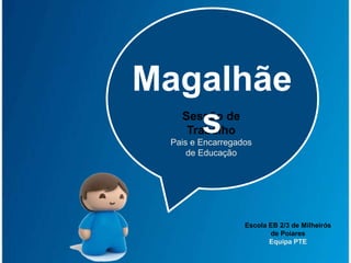 Magalhães Sessão de Trabalho Pais e Encarregados de Educação Escola EB 2/3 de Milheirós de Poiares Equipa PTE 