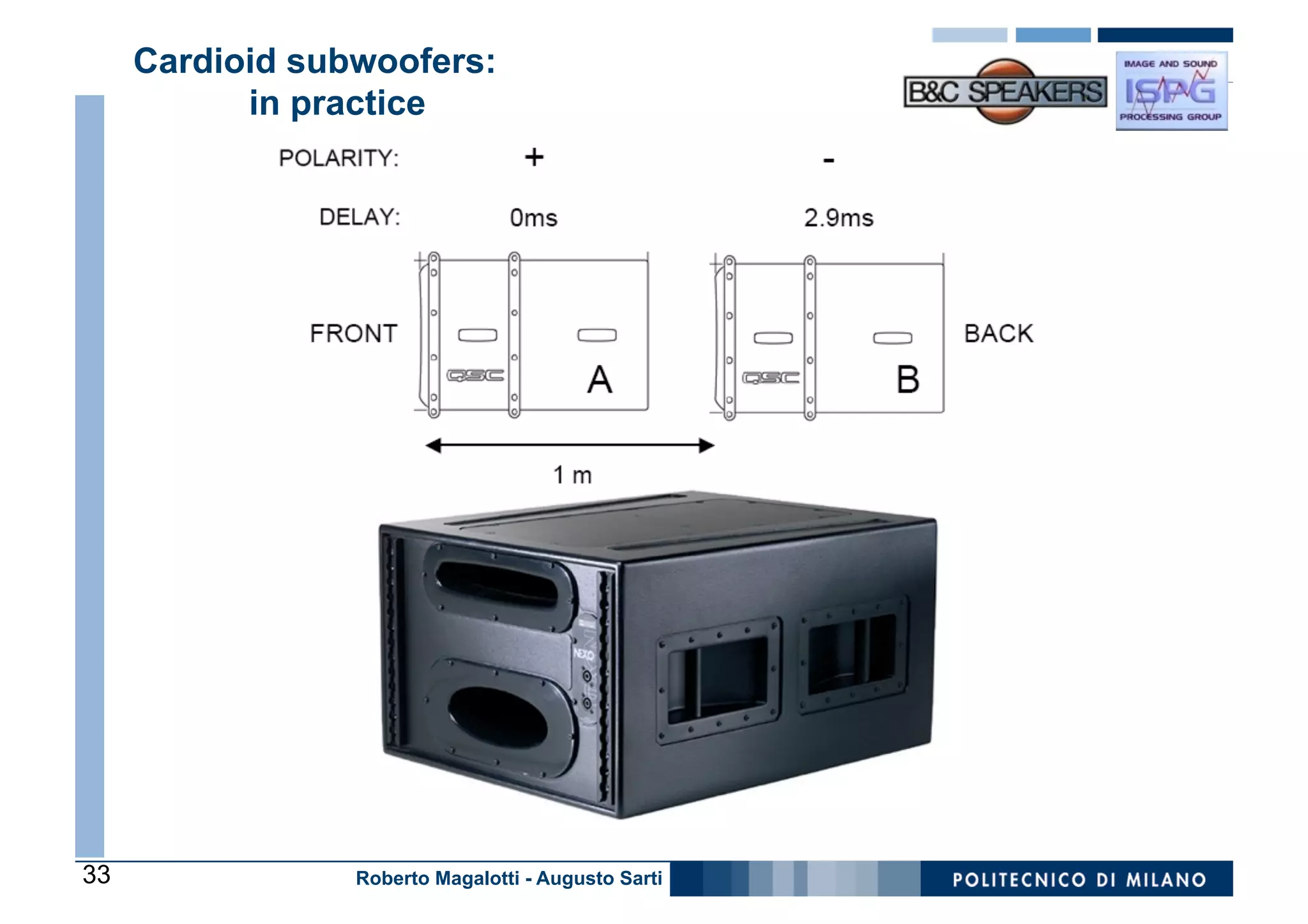 Cardioid subwoofers:
           in practice




33               Roberto Magalotti - Augusto Sarti
 