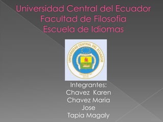 Integrantes:
Chavez Karen
Chavez Maria
     Jose
Tapia Magaly
 