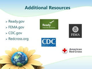 Additional Resources

   Ready.gov
   FEMA.gov
   CDC.gov
   Redcross.org
 
