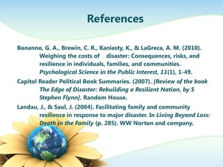 References

Bonanno, G. A., Brewin, C. R., Kaniasty, K., & LaGreca, A. M. (2010).
      Weighing the costs of disaster: Co...