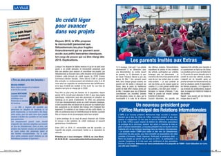 Un crédit léger
pour avancer
dans vos projets
Depuis 2012, la Ville propose
le microcrédit personnel aux
Sébastiennais les plus fragiles
ﬁnancièrement qui ne peuvent avoir
accès aux prêts bancaires classiques.
Un coup de pouce qui va être élargi dès
2015. Explications.
Lorsque l'on dispose de faibles revenus et qu'on ne peut avoir
accès à un crédit bancaire, le microcrédit personnel peut
être une solution pour avancer et concrétiser ses projets. Les
Sébastiennais se trouvant dans cette situation ont la possibilité
d'obtenir cette formule de crédit auprès du CCAS (Centre
Communal d'Action Sociale). Entre 300 et 3 000 € peuvent
être octroyés. Le remboursement est échelonné entre 6 et 48
mois selon les capacités de remboursement des bénéﬁciaires,
et le taux d'intérêt est modéré et ﬁxe (3,25 %). Les frais de
dossiers sont pris en charge par le CCAS.
Pour être au plus près des besoins de la population, depuis
janvier 2015, le prêt peut atteindre 5 000 € pour des projets
spéciﬁques, notamment ceux des personnes en situation de
handicap ou en perte d'autonomie. En effet, ces personnes
n'ont pas nécessairement accès au crédit bancaire classique,
or bien souvent elles ont besoin de se procurer du matériel pour
leur autonomie ou de réaliser des travaux aﬁn d'adapter leur
logement. Ce matériel et ces travaux ont des coûts élevés. La
Ville,en partenariat avec le Crédit Municipal de Nantes,souhaite
être en mesure de les accompagner dans leurs projets.
L'autre avantage de ce coup de pouce ﬁnancier est d'éviter
le recours à des solutions de crédit coûteuses et souvent
génératrices d'endettement.
Entre 2012 et 2014, 21 microcrédits ont été accordés. La
majorité des projets concernaient l'achat ou la réparation de
véhicule.
N'hésitez pas à vous renseigner : CCAS 6, rue Jean Macé,
02 40 80 85 80 - maisondelasolidarite@saintsebastien.fr
LA VILLE
Les parents invités aux Extras
1,2,3 musique, c'est parti ! Les enfants
commencent à se déhancher pour
une démonstration de zumba devant
les parents. Le 16 décembre, la cour
de l'école Théodore Monod a pris des
allures de fête ! Une semaine avant
Noël, dans chaque groupe scolaire, les
parents ont été invités à découvrir les
Extras, dans le cadre du traditionnel
goûter de Noël offert chaque année par
la Ville. L'occasion pour eux d’observer
concrètement ces nouvelles activités
péri-éducatives mises en place par la
municipalité à la suite de la réforme
des rythmes scolaires. Démonstrations,
expositions de photos et des créations
des enfants, participation aux activités,
échanges avec les intervenants : ce
moment a été riche et les parents ont été
ravis de voir leur enfant dans ce cadre
extra-scolaire. « Je suis contente de
voir ces Extras, ça me rassure quant au
contenu. Il y a une grande variété dans
les activités, c'est bien pour l'enfant »,
témoigne la maman d'Antonio, 7 ans.
Petits et grands ont ensuite partagé
brioches et chocolats.
Courant décembre, les parents ont
également été sollicités pour répondre à
un questionnaire en ligne sur les Extras.
Lesrésultatssontencoursdetraitement.
Le 29 janvier, ils seront discutés avec le
comité de suivi des rythmes scolaires.
L'objectif est de recueillir, après un
premier trimestre de fonctionnement,les
avis sur plusieurs points (l'organisation,
les thèmes proposés...) et d'apporter le
cas échéant des améliorations, toujours
dans le respect de l'intérêt de l'enfant et
des familles.
Rappel : vous pouvez voir les Extras en
images dans la web TV.
L'OMRI a un nouveau président. Mohammed Hajar succède à Jocelyne
Gourdon qui a tenu les rênes de l'ofﬁce municipal pendant 6 ans, avec
passion et engagement. En lien avec le service Relations Internationales
de la Ville, l'Ofﬁce a pour mission de fédérer les différentes associations
de jumelage de la commune, soutenir leur action et favoriser la mise en
place d'actions transversales. Le nouveau président veut se tourner vers les
habitants aﬁn de les impliquer davantage dans les relations internationales.
« Je souhaite rendre l'OMRI plus visible et aller vers les Sébastiennais,
notamment les plus jeunes, pour faire connaître les associations des villes
jumelées (Cernavoda, Glinde, Kaposvar, Porthcawl) et partenaire (Kati) ».
Parmi les projets qui seront mis en place en 2015 : la participation à la
Journée Européenne le 9 mai avec une conférence et des animations
festives et culturelles. Retrouvez sur www.saintsebastien.fr la plaquette de l'OMRI « Saint-Sébastien-sur-Loire,
une ville sans frontière ».
Un nouveau président pour
l'Ofﬁce Municipal des Relations Internationales
« Être au plus près des besoins »
Michèle BONNET,
Maire-Adjoint chargée de la Solidarité
et de l'Action sociale
Laurent BERTHOMÉ
Conseiller municipal
subdélégué aux
Personnes en situation
de handicap
« La Ville a toujours été sensible aux
personnes en situation de handicap ou en
perte d'autonomie. Le microcrédit a été élargi,
entre autres, pour les aider dans leurs projets
destinés à faciliter leur quotidien et à les rendre
plus autonomes.
Cet élargissement prouve notre volonté
d'apporter des réponses adaptées aux besoins
de tous les Sébastiennais. Dans ce sens, une
analyse des besoins sociaux est actuellement
en cours autour des personnes âgées et
des familles monoparentales. Par la suite,
deux autres analyses seront réalisées sur les
thématiques jeunesse et logement.»
Saint-Seb’ le mag 15Saint-Seb’ le mag 14
 