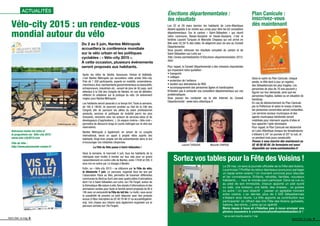 Saint-Seb’ le mag 8
Vélo-city 2015 : un rendez-vous
mondial autour du vélo
Du 2 au 5 juin, Nantes Métropole
accueillera la...
