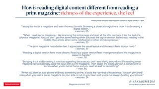 Magazine moment 2021
How is reading digital content different from reading a
print magazine: richness of the experience, t...