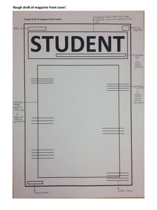 Rough draft of magazine front cover:
 