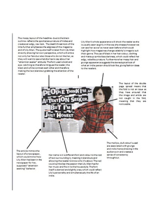 Magazine analysis of the double page spread of NME