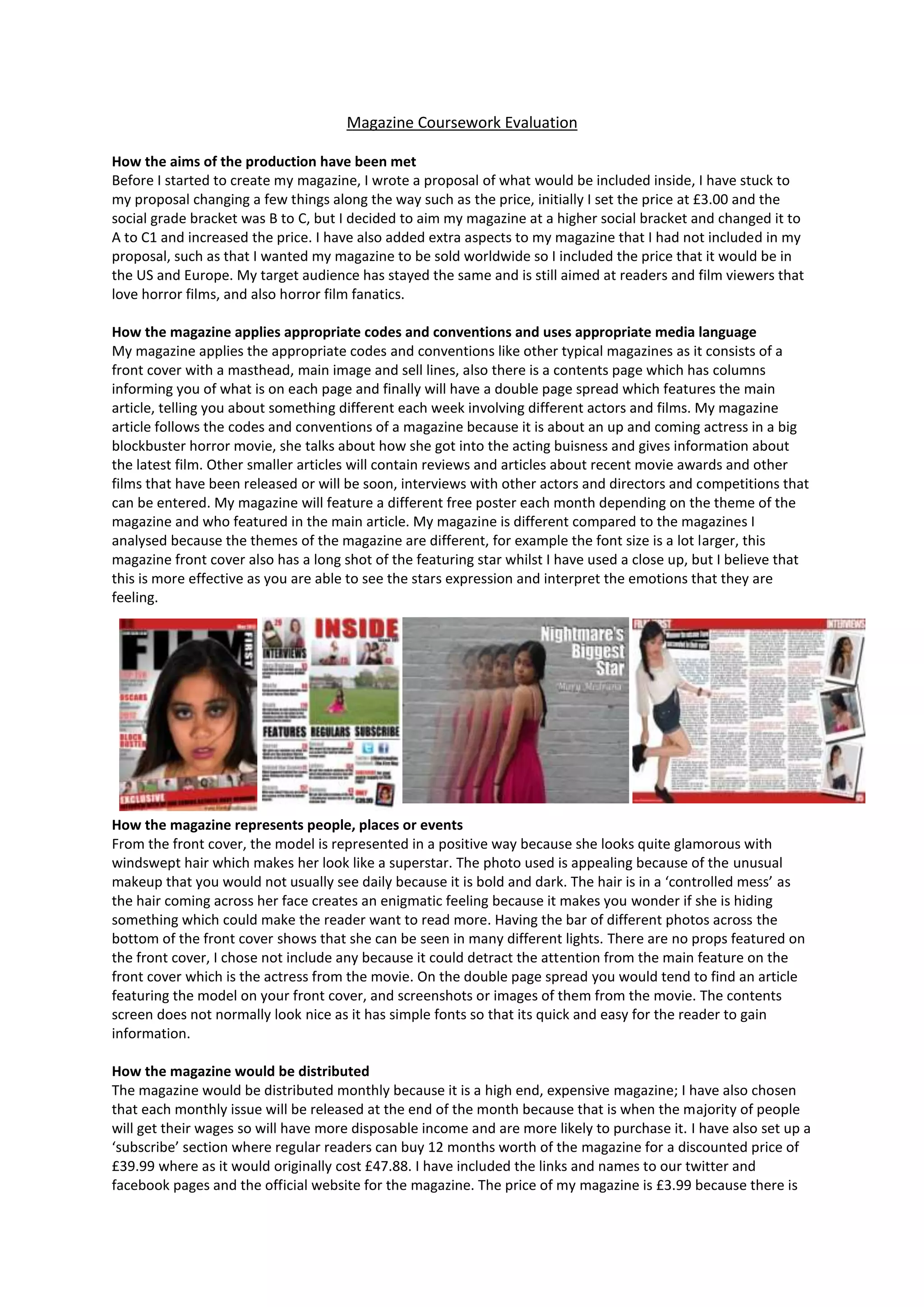 Magazine coursework evaluation | PDF