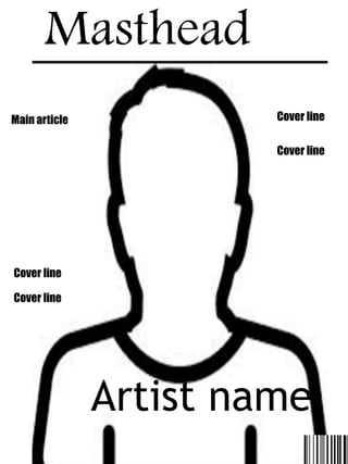 Masthead
Artist name
Main article Cover line
Cover line
Cover line
Cover line
 