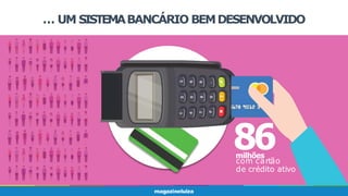 … UM SISTEMABANCÁRIO BEMDESENVOLVIDO
86
milhões
com cartão
de crédito ativo
 