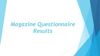 Magazine Questionnaire
Results
 