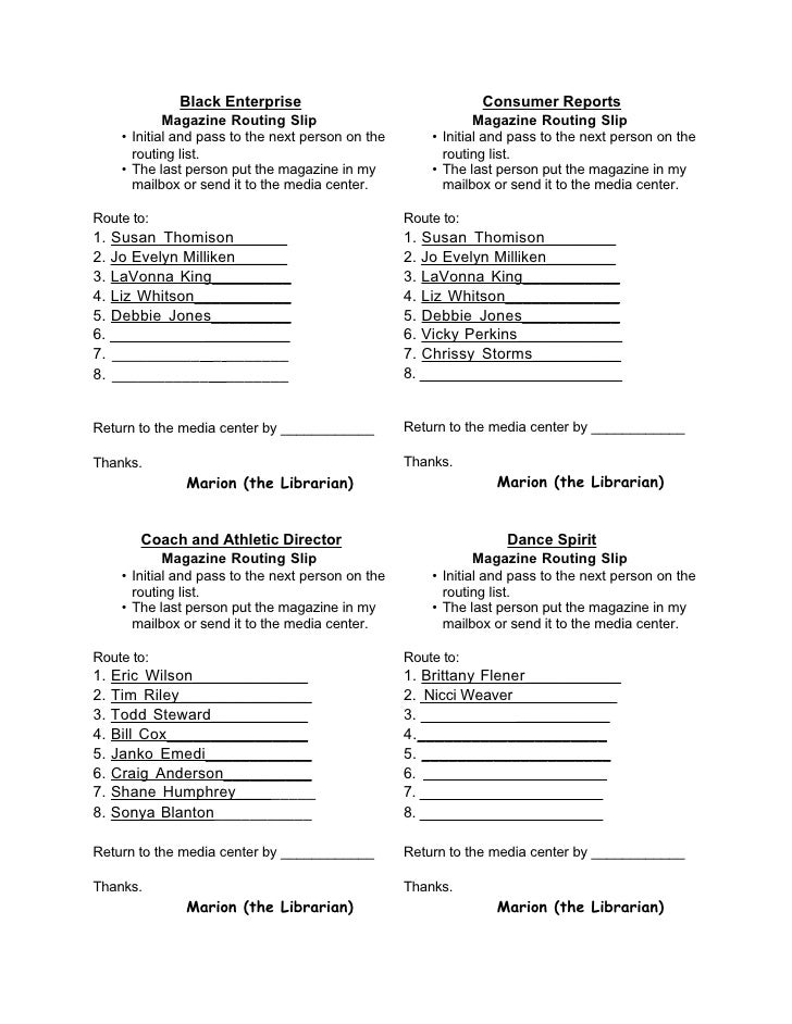 magazine routing slips routing slip template
