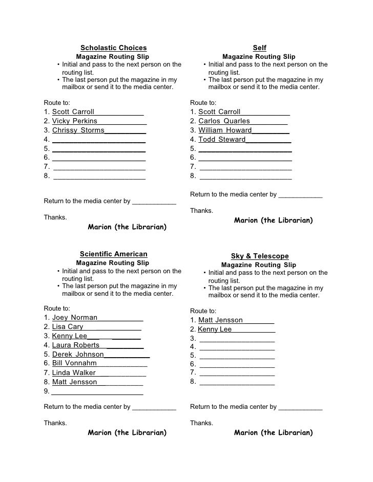 sample routing slip form