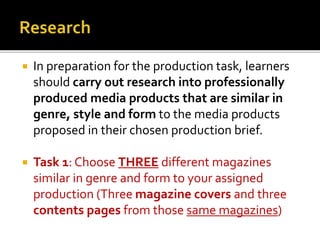 Magazines research task | PPTX